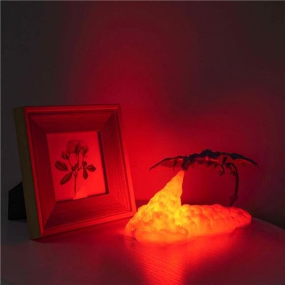 Fire Dragon Lamp Light, 3D Printed Night Light LED Moon Light Gift - Picture 3 of 7